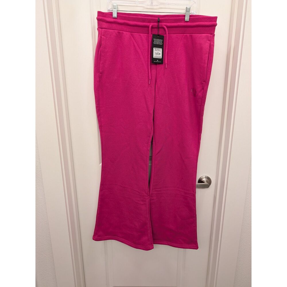 NWT True Religion Crystal Horseshoe Flare Sweatpants XL Very Berry Pink Y2K
